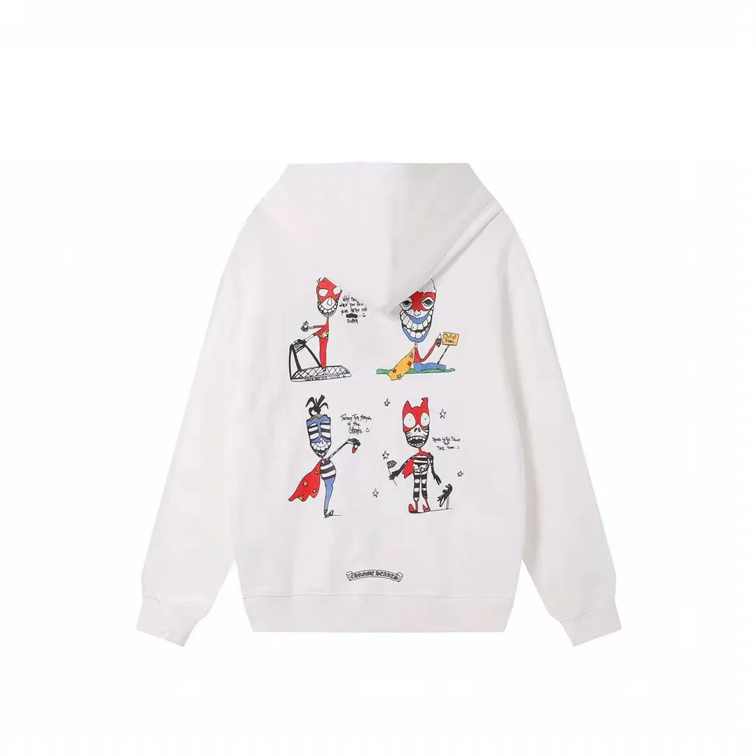 Q13—P230 -Chrome Hearts/Chrome Hearts printed zipper sweatshirt cardigan jacket -420 grams of high-density, high-quality wool, soft, delicate and skin-friendly, soft and silky to the touch, warm and skin-friendly -The hardware zipper accessories are all customized and full of details -Colour: black white -Size: S M L XL